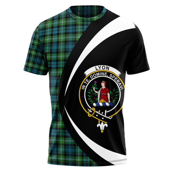 Lyon (Liall Lyall Lyle) Ancient Clan Badge Tartan T-Shirt Circle Style Personalized