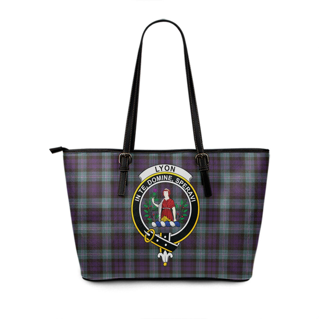 Lyon ((Liall Lyall Lyle) Weathered Clan Badge Tartan Leather Tote Bag