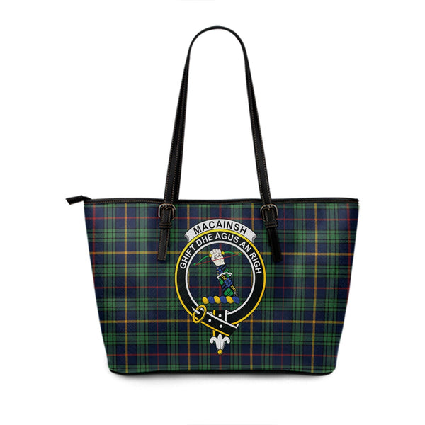 MacAinsh Modern Clan Badge Tartan Leather Tote Bag