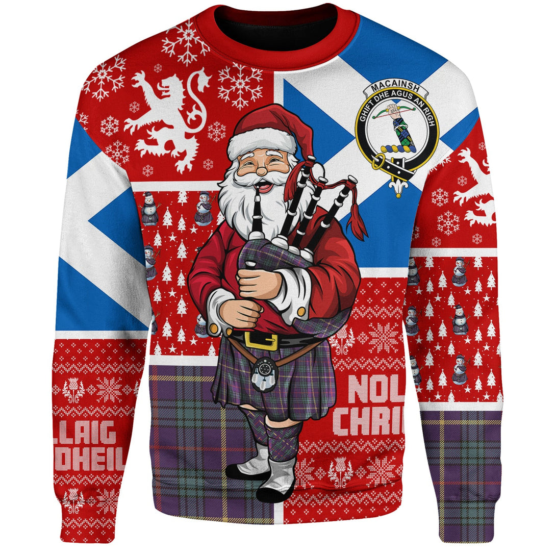 MacAinsh Weathered Clan Badge Tartan Sweatshirt Scotland Christmas Santa