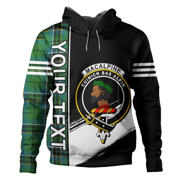 MacAlpine Ancient Clan Badge Tartan Hoodie Quarter Style Personalized