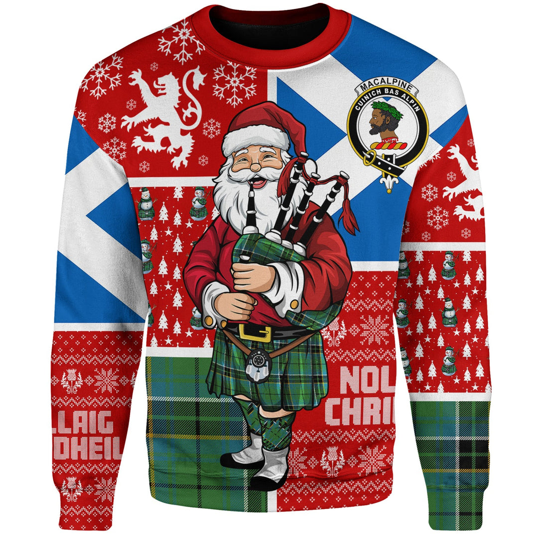 MacAlpine Ancient Clan Badge Tartan Sweatshirt Scotland Christmas Santa