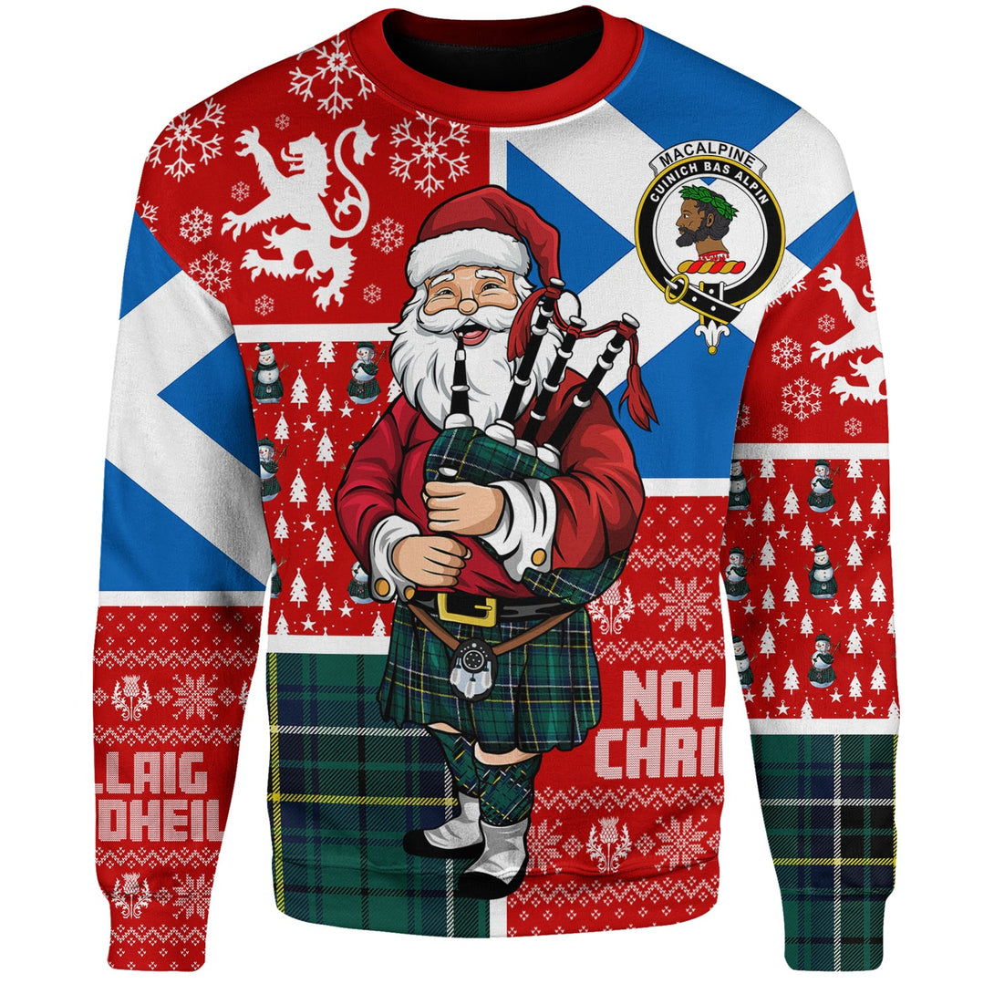 MacAlpine Modern Clan Badge Tartan Sweatshirt Scotland Christmas Santa