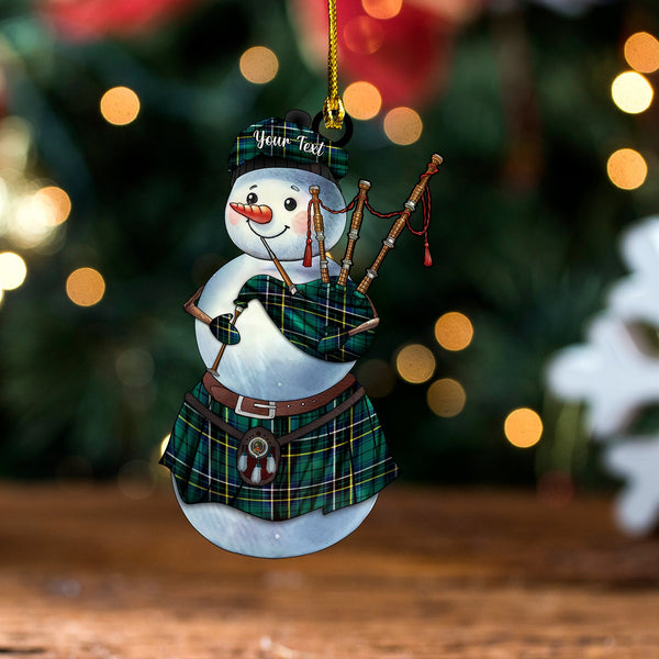 MacAlpine Modern Clan Badge Tartan Wood Acrylic Ornament Snowman Bagpipe Personalized