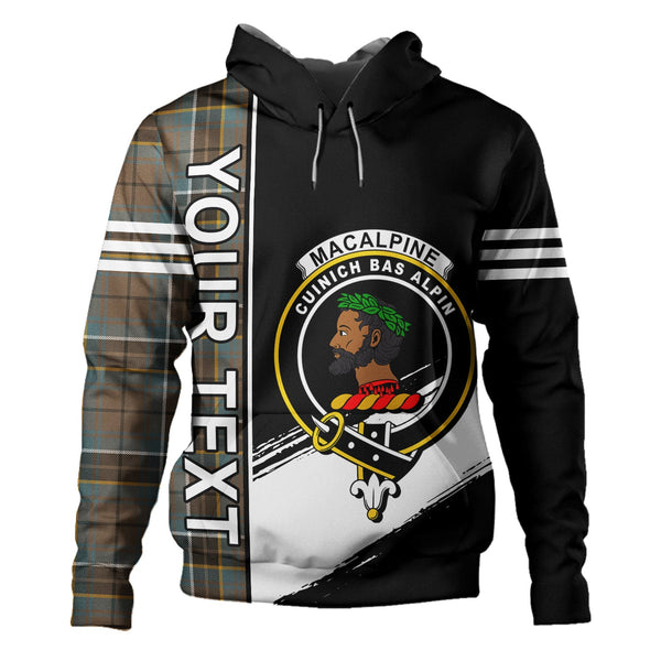 MacAlpine Weathered Clan Badge Tartan Hoodie Quarter Style Personalized