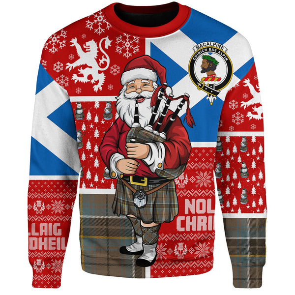 MacAlpine Weathered Clan Badge Tartan Sweatshirt Scotland Christmas Santa