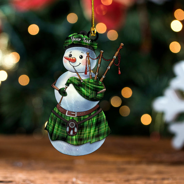 MacArthur 1815 2 Ancient Tartan Wood Acrylic Ornament Snowman Bagpipe Personalized