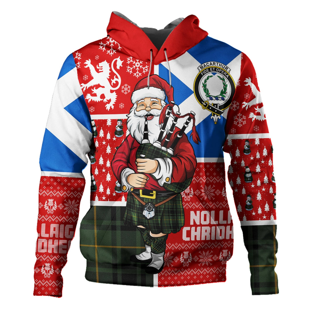 MacArthur Modern Clan Badge Tartan Hoodie Scotland Christmas Santa