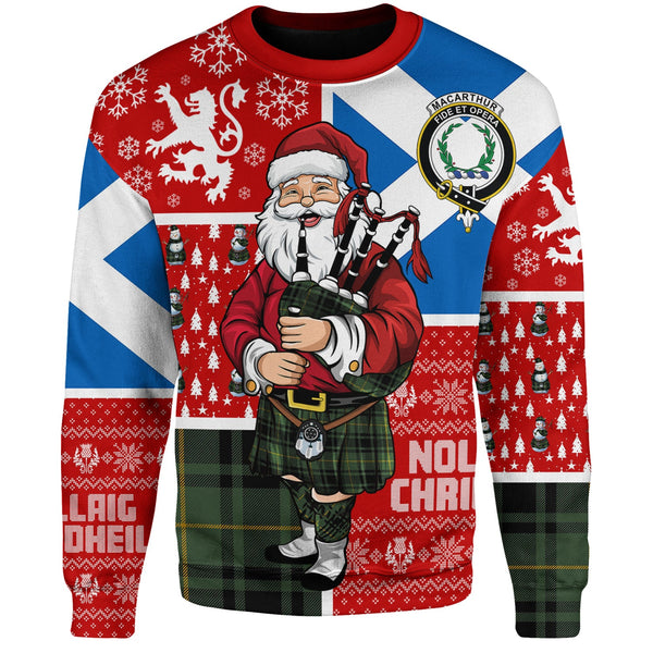 MacArthur Modern Clan Badge Tartan Sweatshirt Scotland Christmas Santa