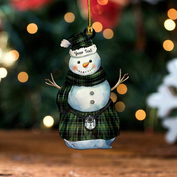 MacArthur Modern Tartan Wood Acrylic Ornament Snowman Warrior Personalized