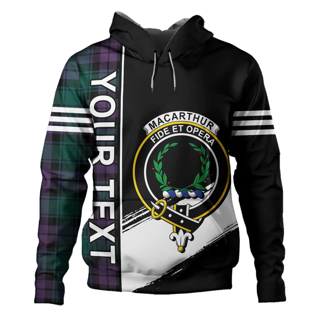 MacArthur of Milton Modern Clan Badge Tartan Hoodie Quarter Style Personalized