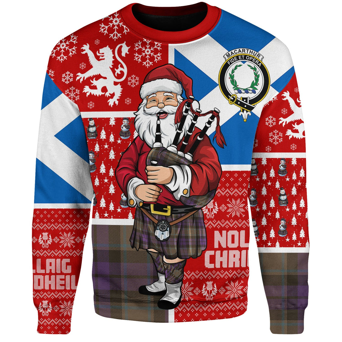 MacArthur of Milton Weathered Clan Badge Tartan Sweatshirt Scotland Christmas Santa