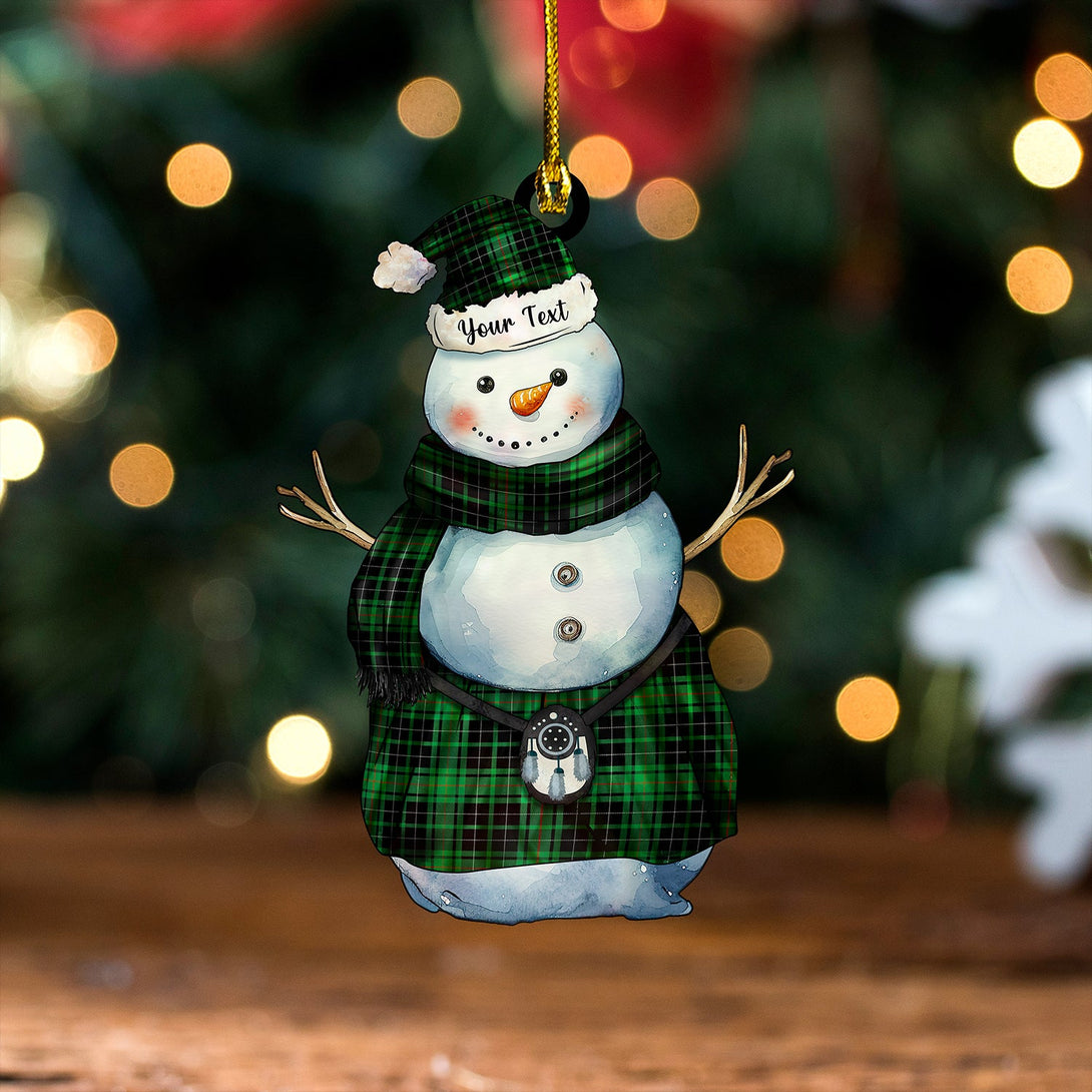 MacAulay Hunting Ancient Tartan Wood Acrylic Ornament Snowman Warrior Personalized