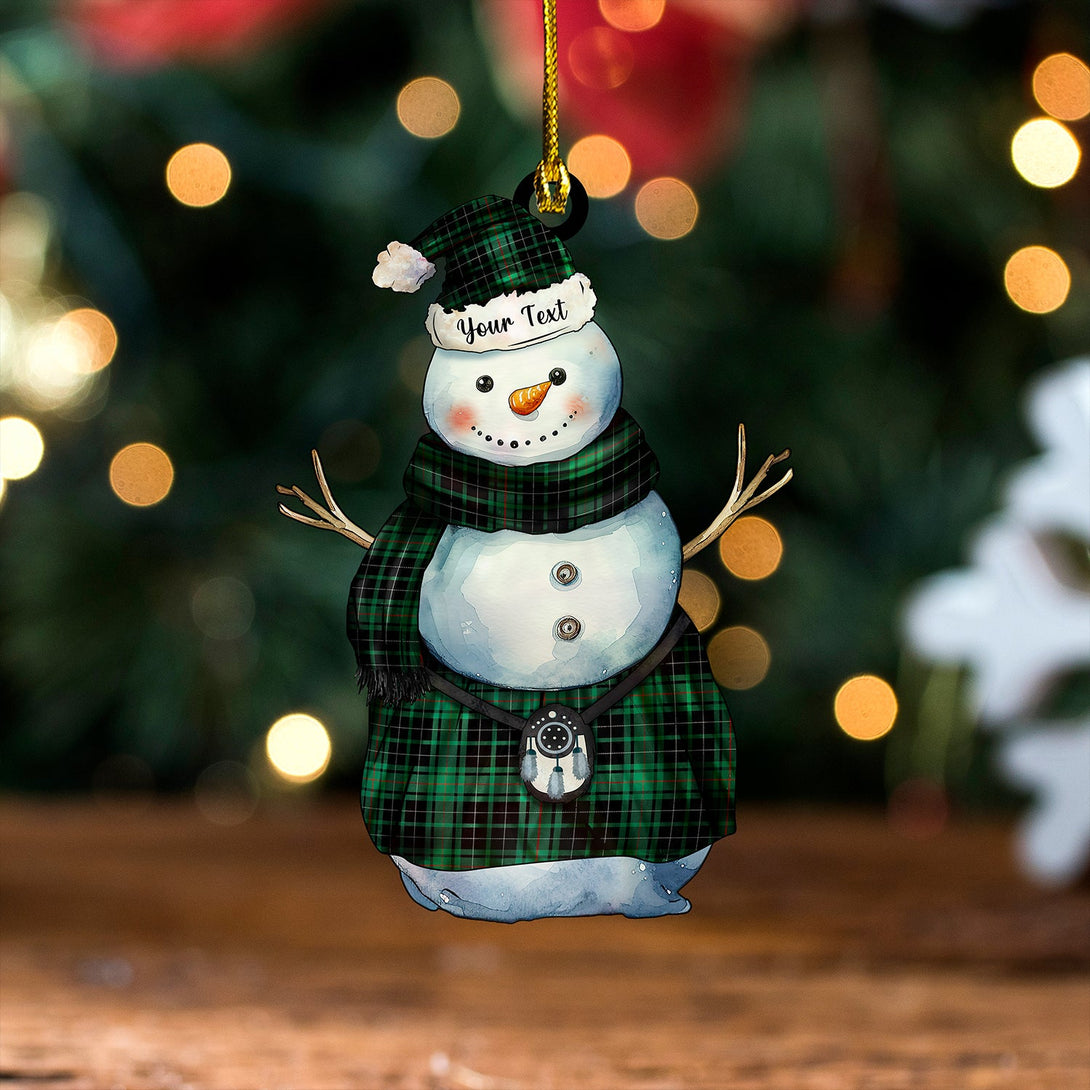 MacAulay Hunting Modern Tartan Wood Acrylic Ornament Snowman Warrior Personalized