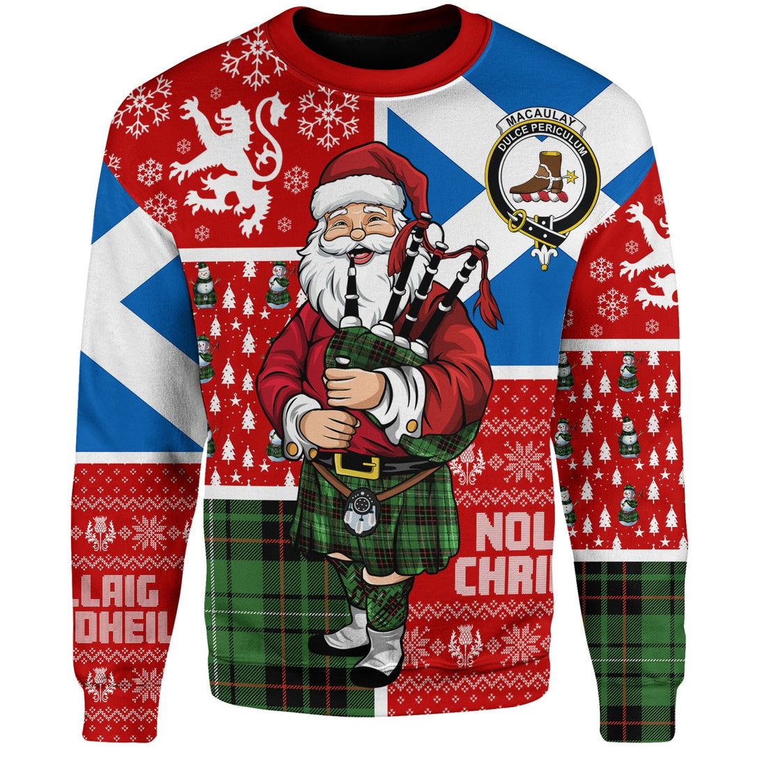 MacAulay of Lewis Ancient Clan Badge Tartan Sweatshirt Scotland Christmas Santa