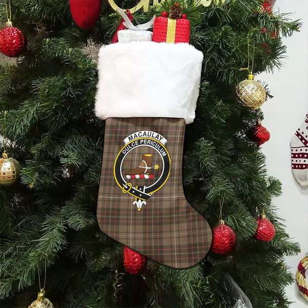 MacAulay of Lewis Weathered Clan Badge Tartan Christmas Stocking