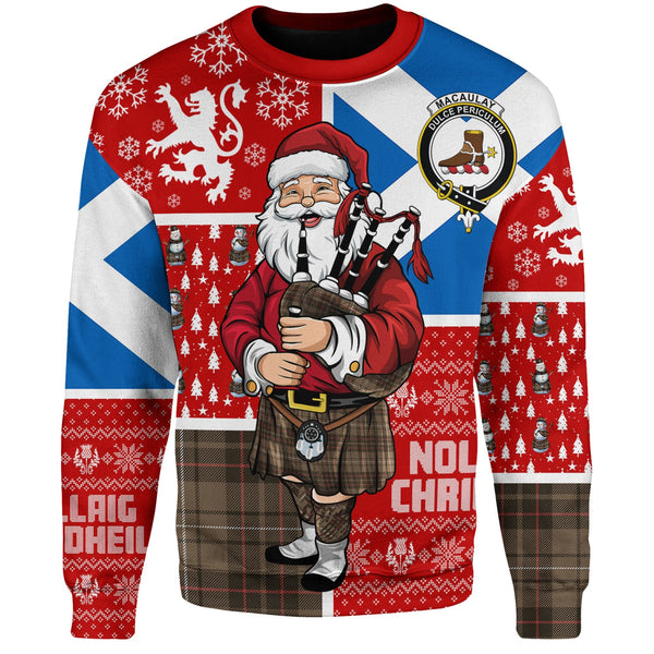 MacAulay of Lewis Weathered Clan Badge Tartan Sweatshirt Scotland Christmas Santa