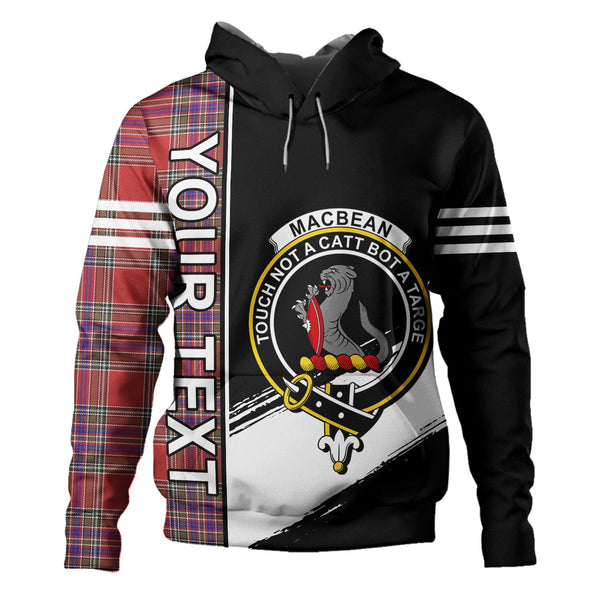 MacBean (MacBain) Weathered Clan Badge Tartan Hoodie Quarter Style Personalized