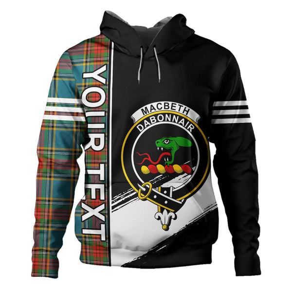 MacBeth Ancient Clan Badge Tartan Hoodie Quarter Style Personalized