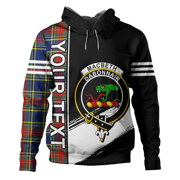 MacBeth Modern Clan Badge Tartan Hoodie Quarter Style Personalized