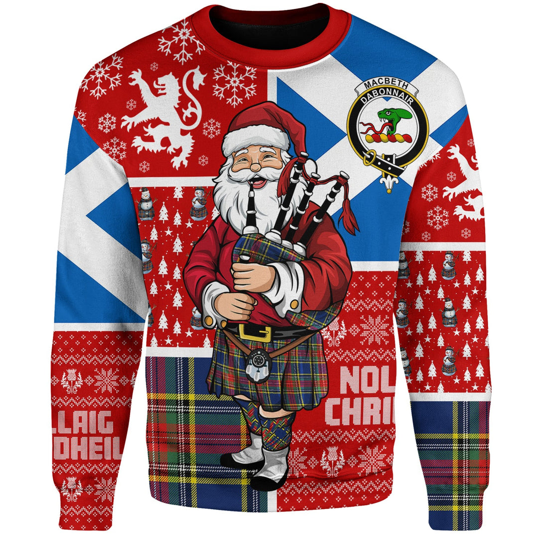 MacBeth Modern Clan Badge Tartan Sweatshirt Scotland Christmas Santa