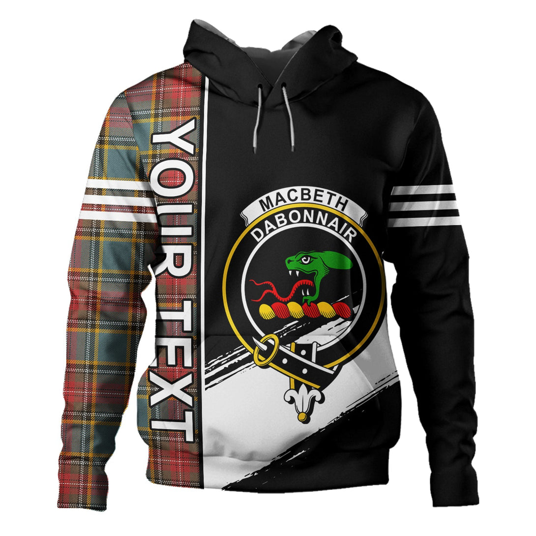 MacBeth Weathered Clan Badge Tartan Hoodie Quarter Style Personalized