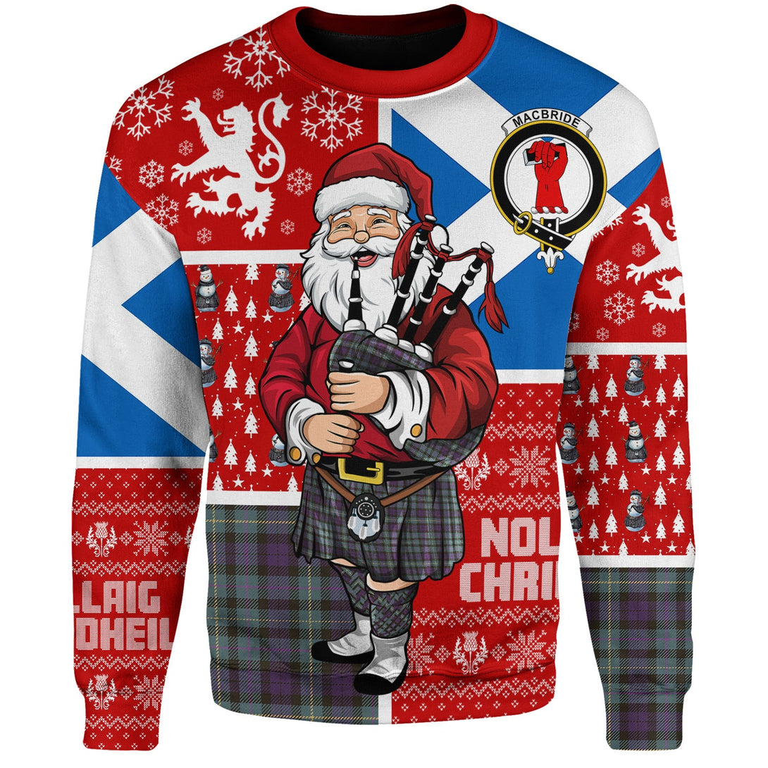 MacBride Weathered Clan Badge Tartan Sweatshirt Scotland Christmas Santa