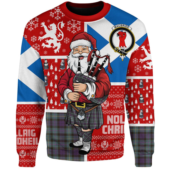 MacBride Weathered Clan Badge Tartan Sweatshirt Scotland Christmas Santa