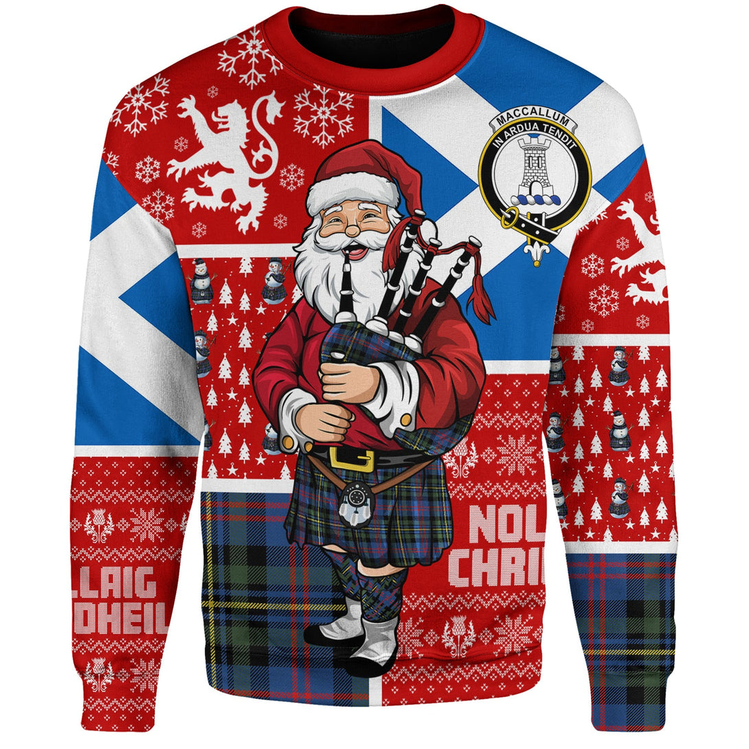 MacCallum of Berwick Modern Clan Badge Tartan Sweatshirt Scotland Christmas Santa