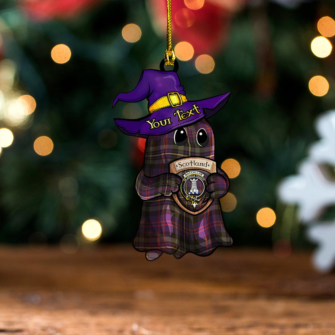 MacCallum of Berwick Weathered Clan Badge Tartan Wood Acrylic Ornament Halloween Ghost