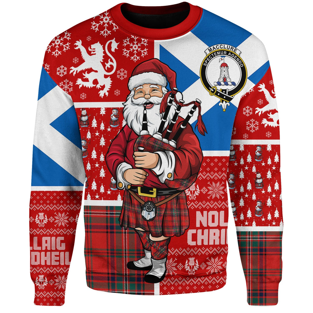 MacClure Modern Clan Badge Tartan Sweatshirt Scotland Christmas Santa