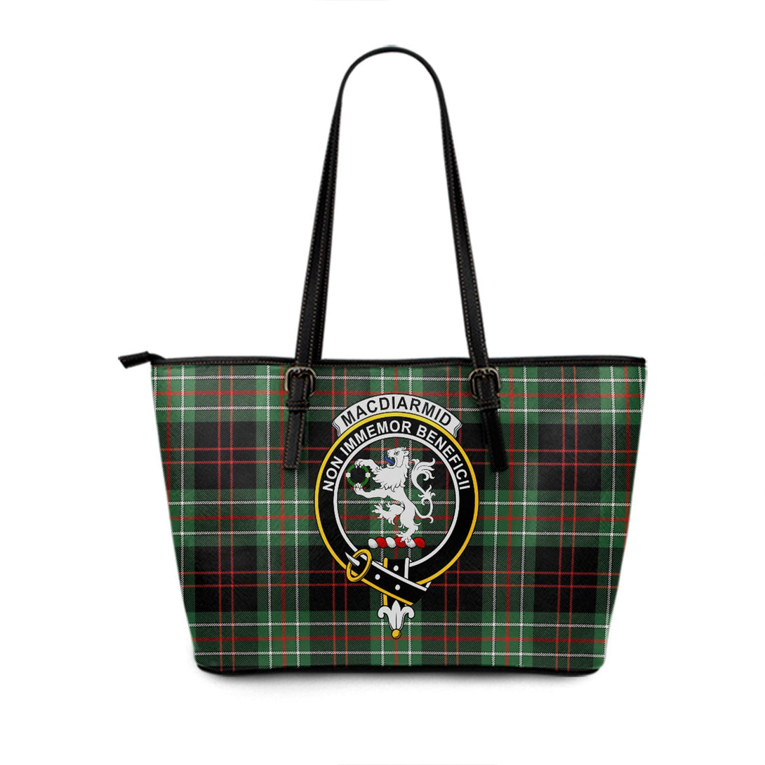 MacDiarmid Modern Clan Badge Tartan Leather Tote Bag