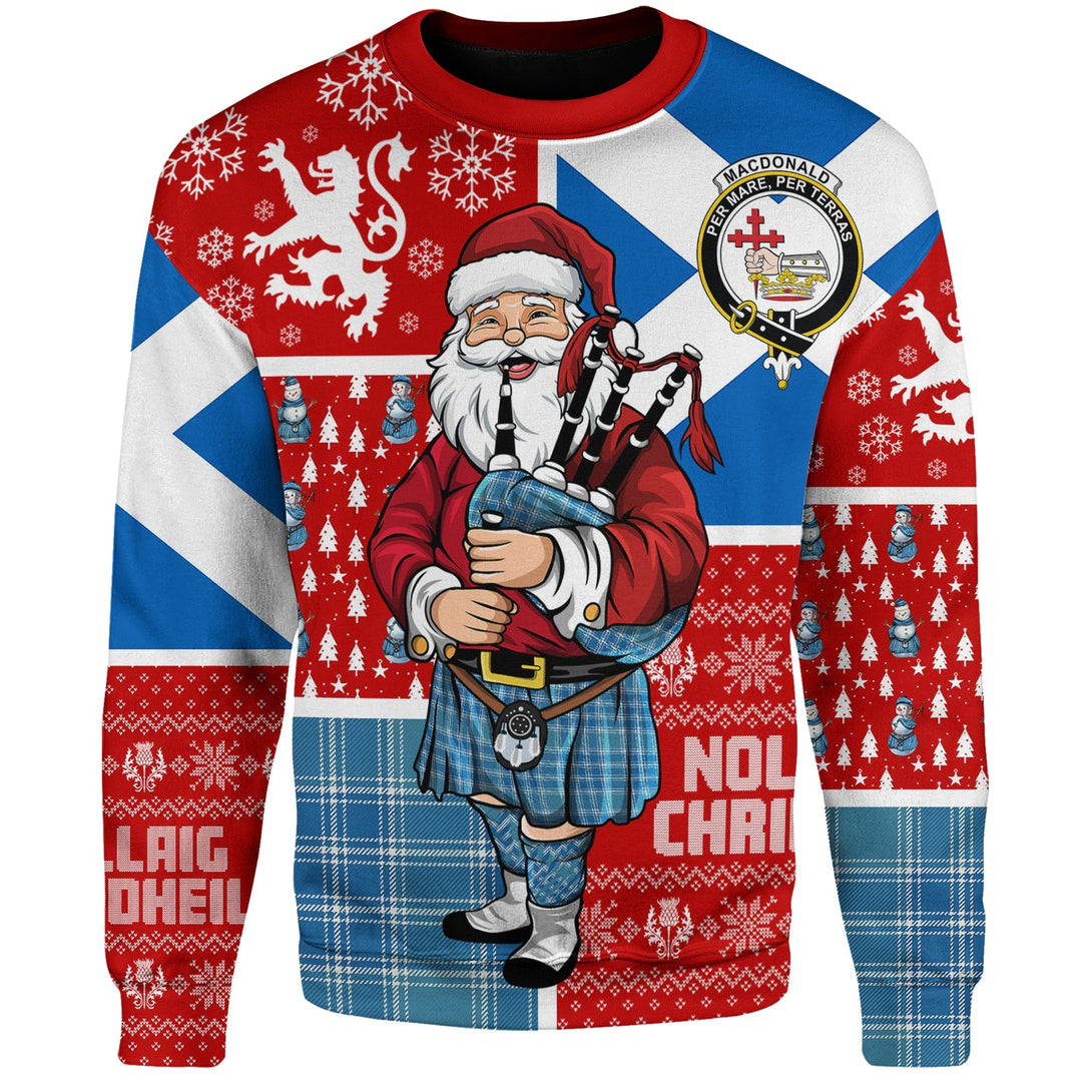 MacDonald Lord of the Isles Hunting Blue (Donald Lord of the Isles Hunting Blue) Ancient Clan Badge Tartan Sweatshirt Scotland Christmas Santa