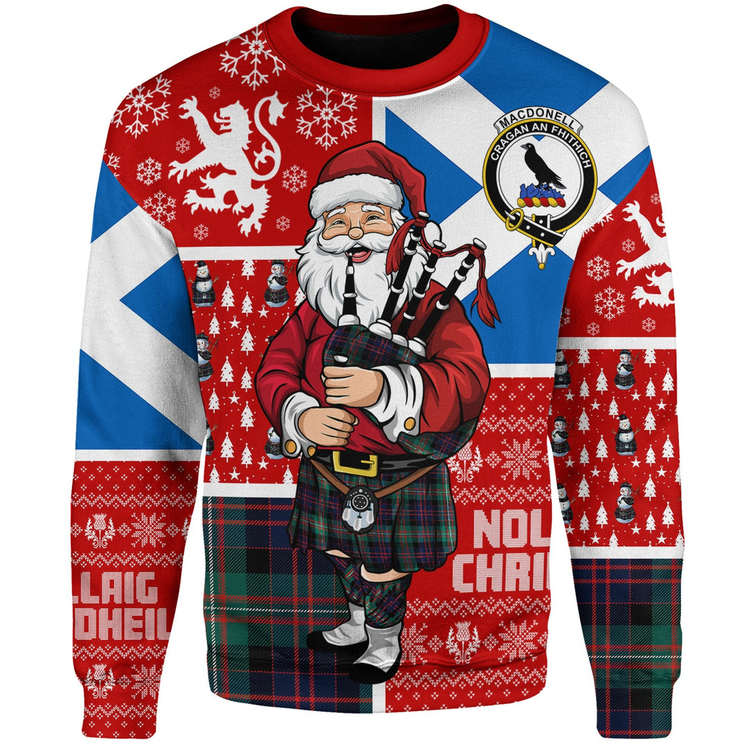 MacDonell of Glengarry Modern Clan Badge Tartan Sweatshirt Scotland Christmas Santa