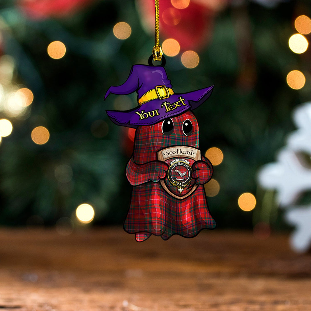 MacDougall Modern Clan Badge Tartan Wood Acrylic Ornament Halloween Ghost