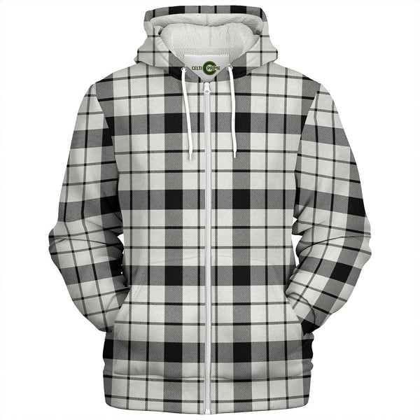 MacFarlane Black and White (Wallace Wallas Dress 3) Ancient Tartan Sherpa Hoodie