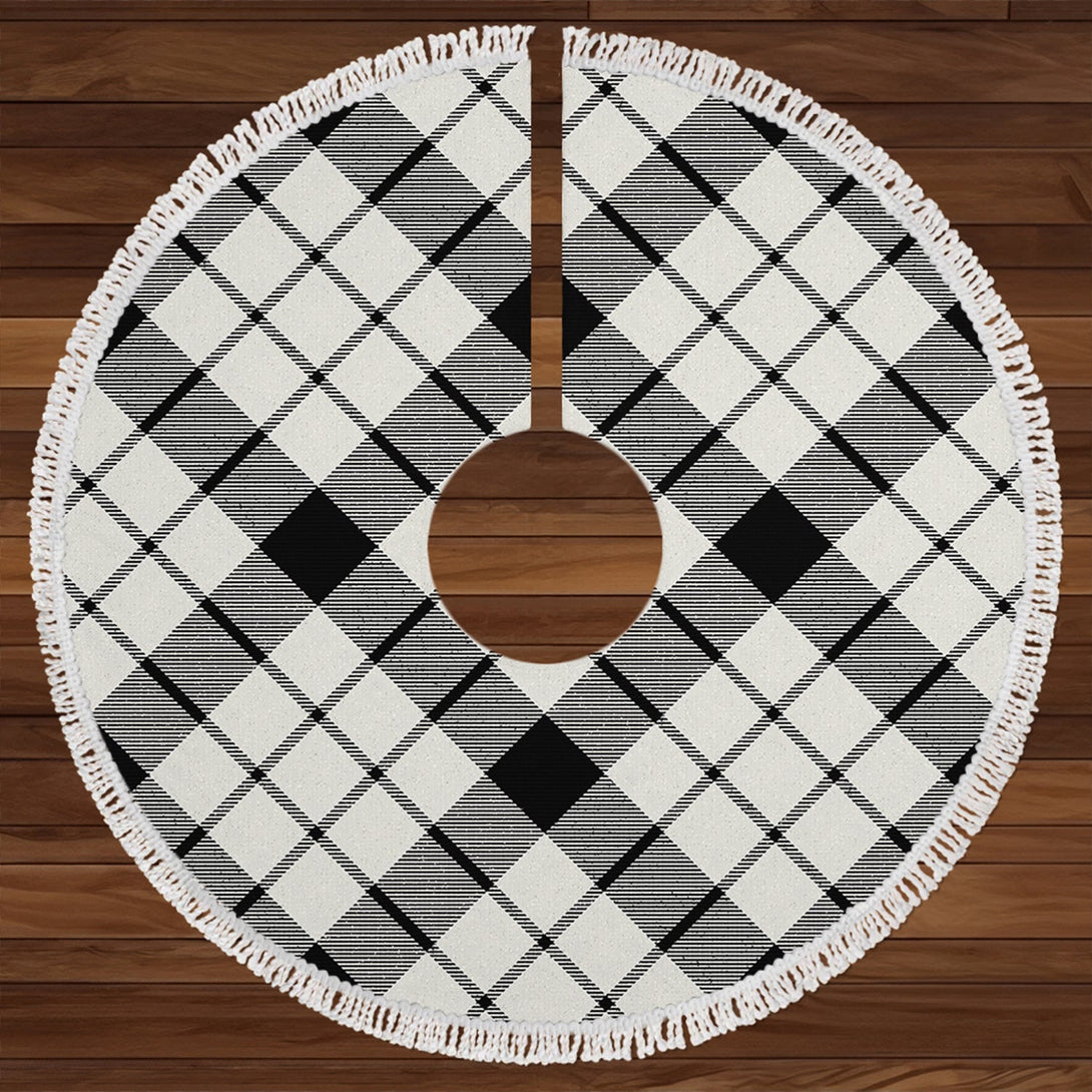 MacFarlane Black and White (Wallace Wallas Dress 3) Ancient Tartan Christmas Tree Skirt