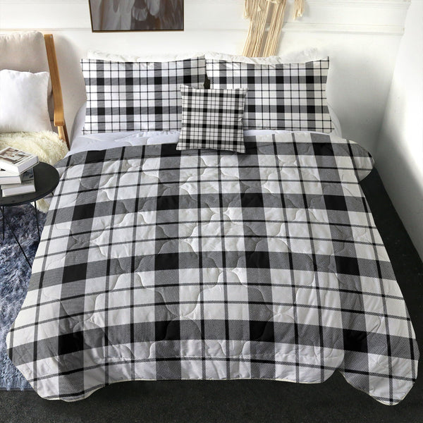 MacFarlane Black and White (Wallace Wallas Dress 3) Modern Tartan Comforter