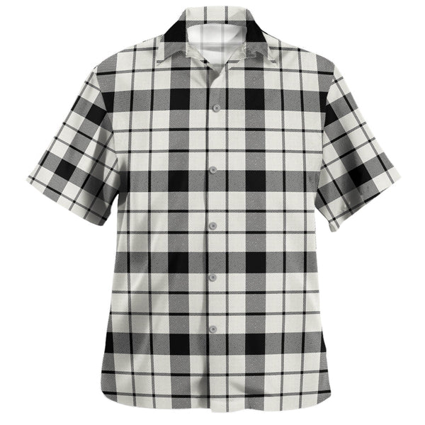 MacFarlane Black and White (Wallace Wallas Dress 3) Modern Tartan Hawaiian Shirt