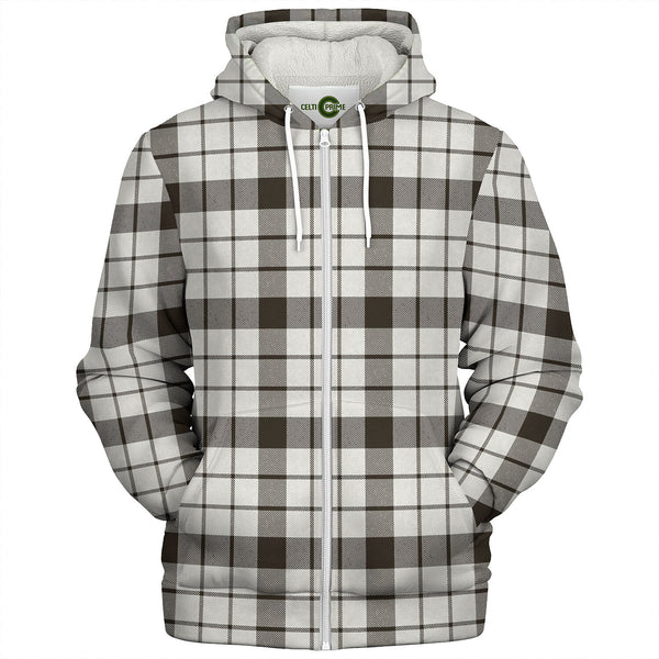 MacFarlane Black and White (Wallace Wallas Dress 3) Weathered Tartan Sherpa Hoodie