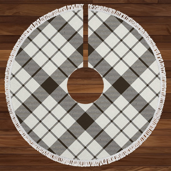 MacFarlane Black and White (Wallace Wallas Dress 3) Weathered Tartan Christmas Tree Skirt