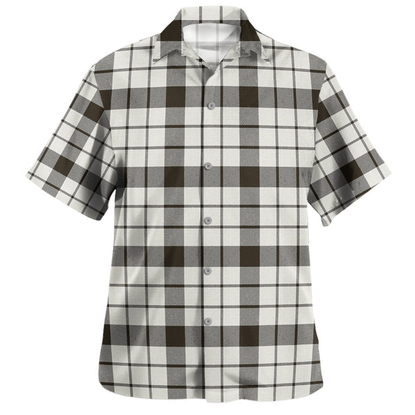 MacFarlane Black and White (Wallace Wallas Dress 3) Weathered Tartan Hawaiian Shirt