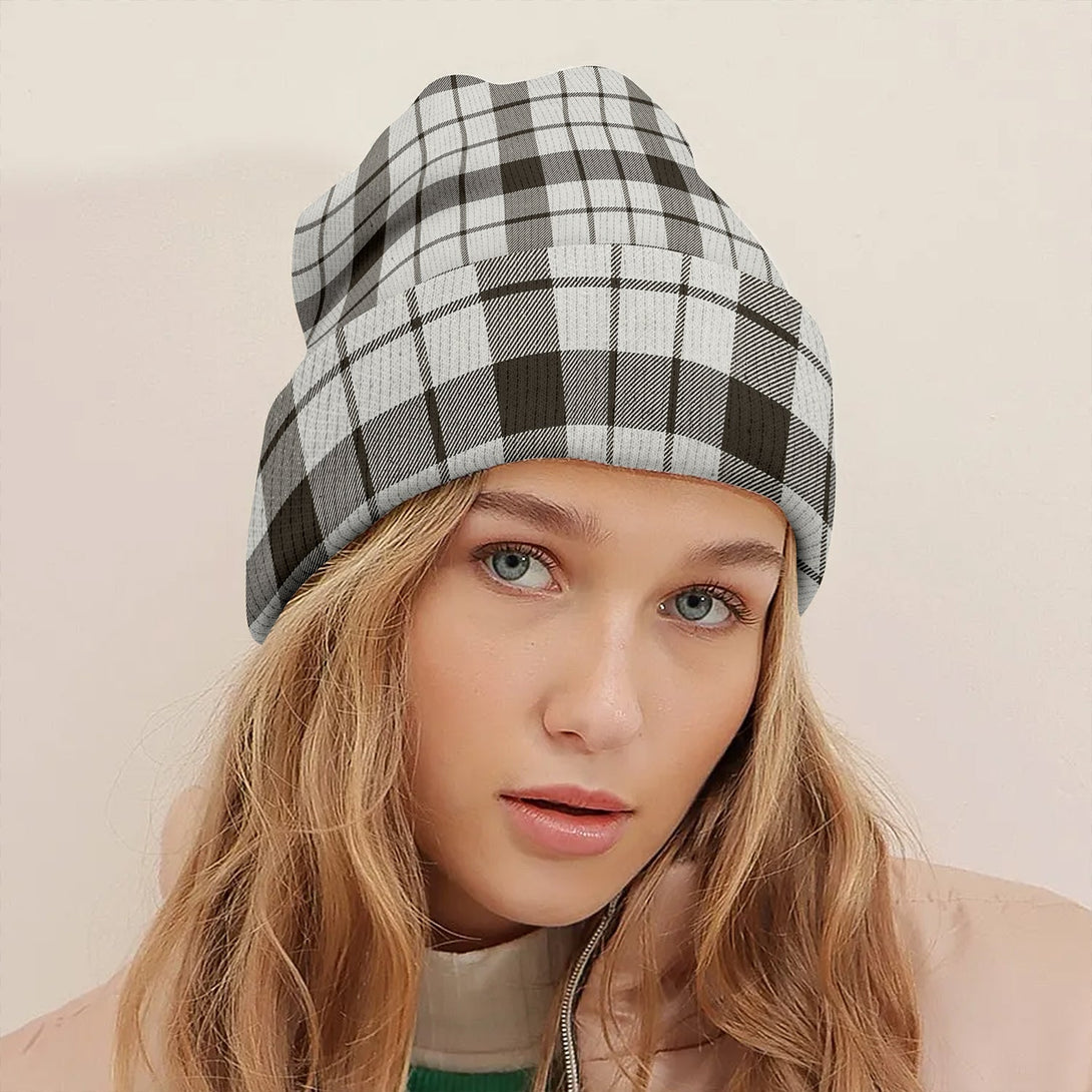 MacFarlane Black and White (Wallace Wallas Dress 3) Weathered Tartan Knitted Beanie