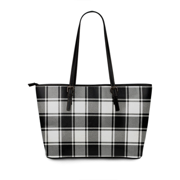 MacFie B-W (MacPhee B-W) Ancient Tartan Leather Tote Bag