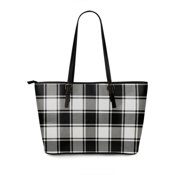 MacFie B-W (MacPhee B-W) Modern Tartan Leather Tote Bag