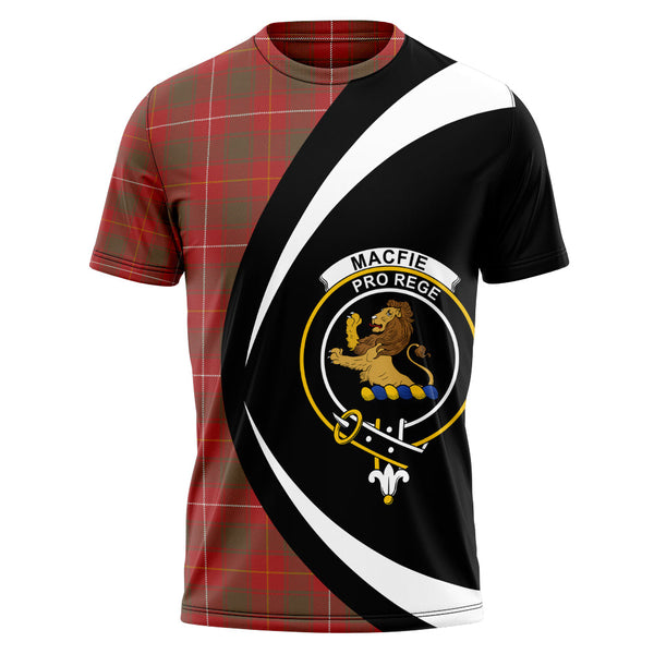 MacFie (MacPhee) Weathered Clan Badge Tartan T-Shirt Circle Style Personalized