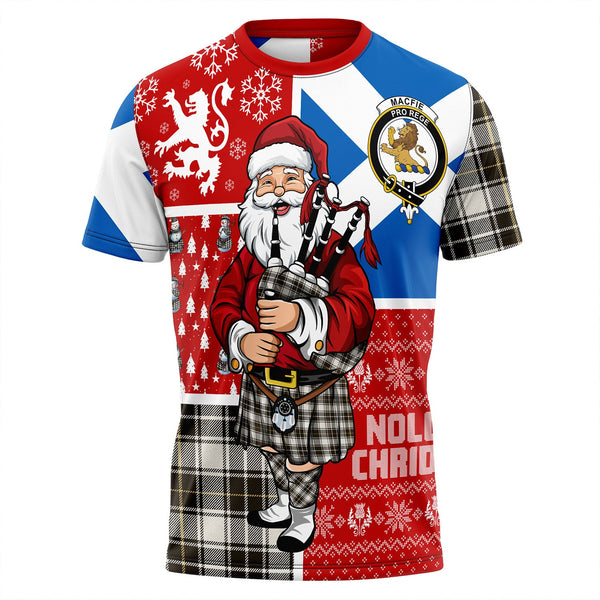 MacFie of Colonsay Dress (MacPhee of Colonsay Dress) Weathered Clan Badge Tartan T-Shirt Scotland Christmas Santa