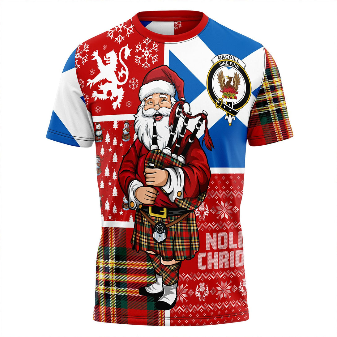 MacGill Modern Clan Badge Tartan T-Shirt Scotland Christmas Santa