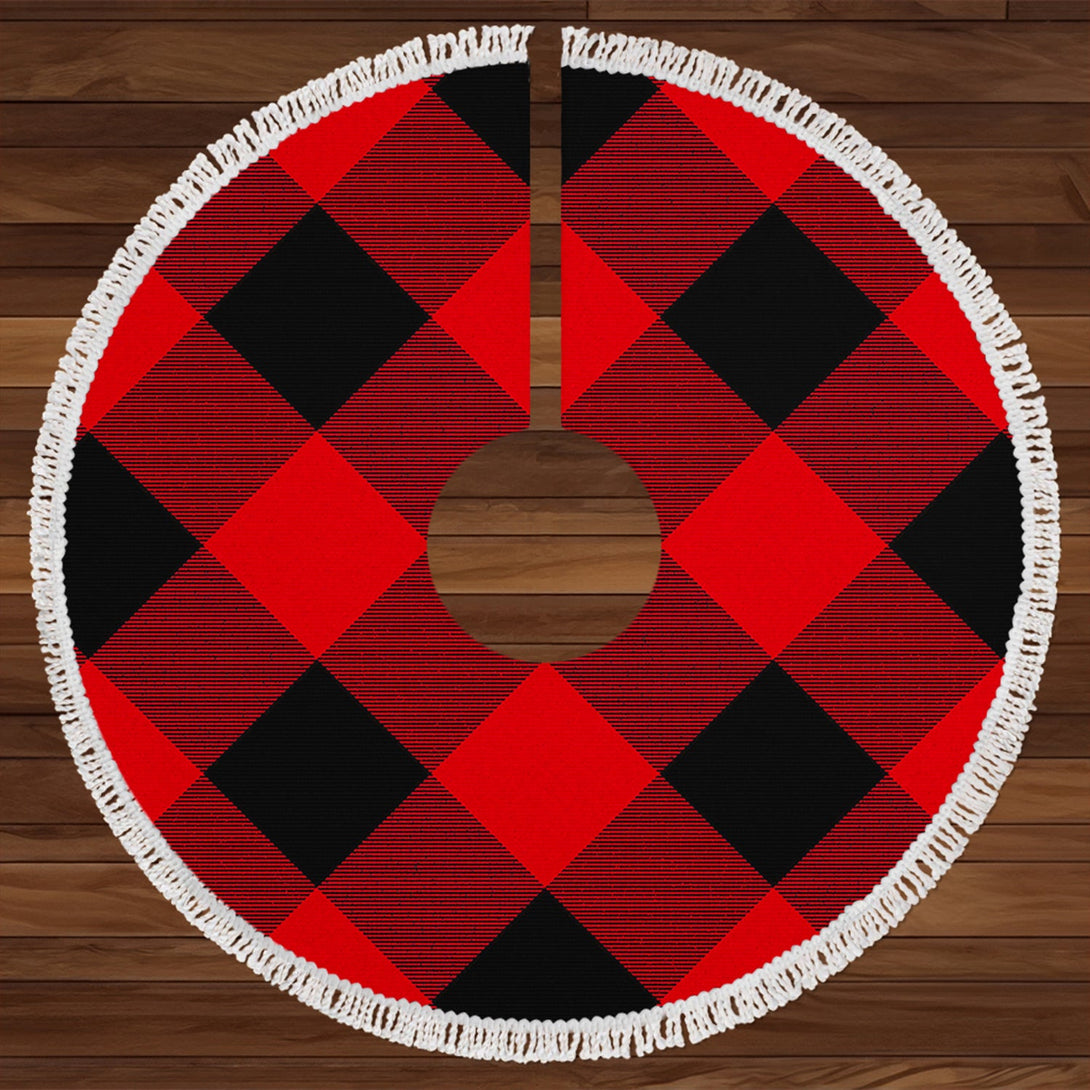 MacGregor Rob Roy (Gregor Red - Black) Modern Tartan Christmas Tree Skirt