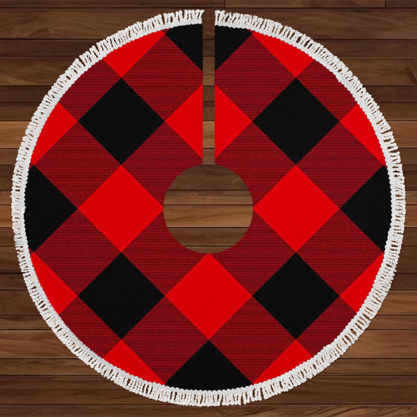 MacGregor Rob Roy (Gregor Red - Black) Modern Tartan Christmas Tree Skirt